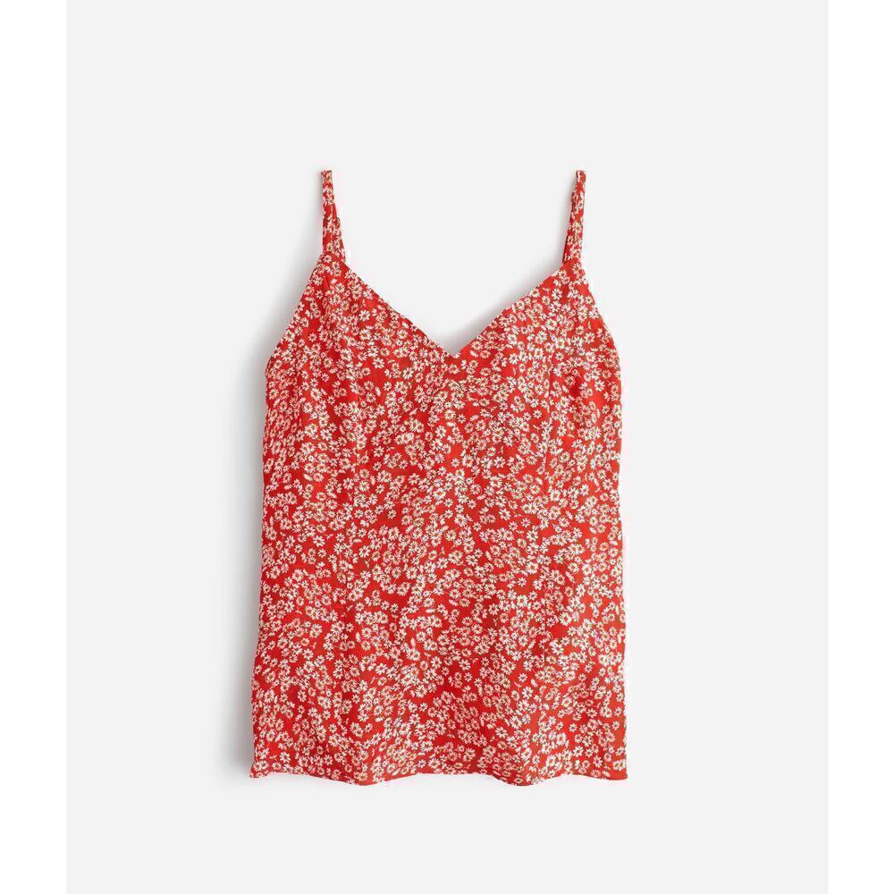 Madewell Women's V-Neck Cami Tank in Red Ditsy Floral Size 6